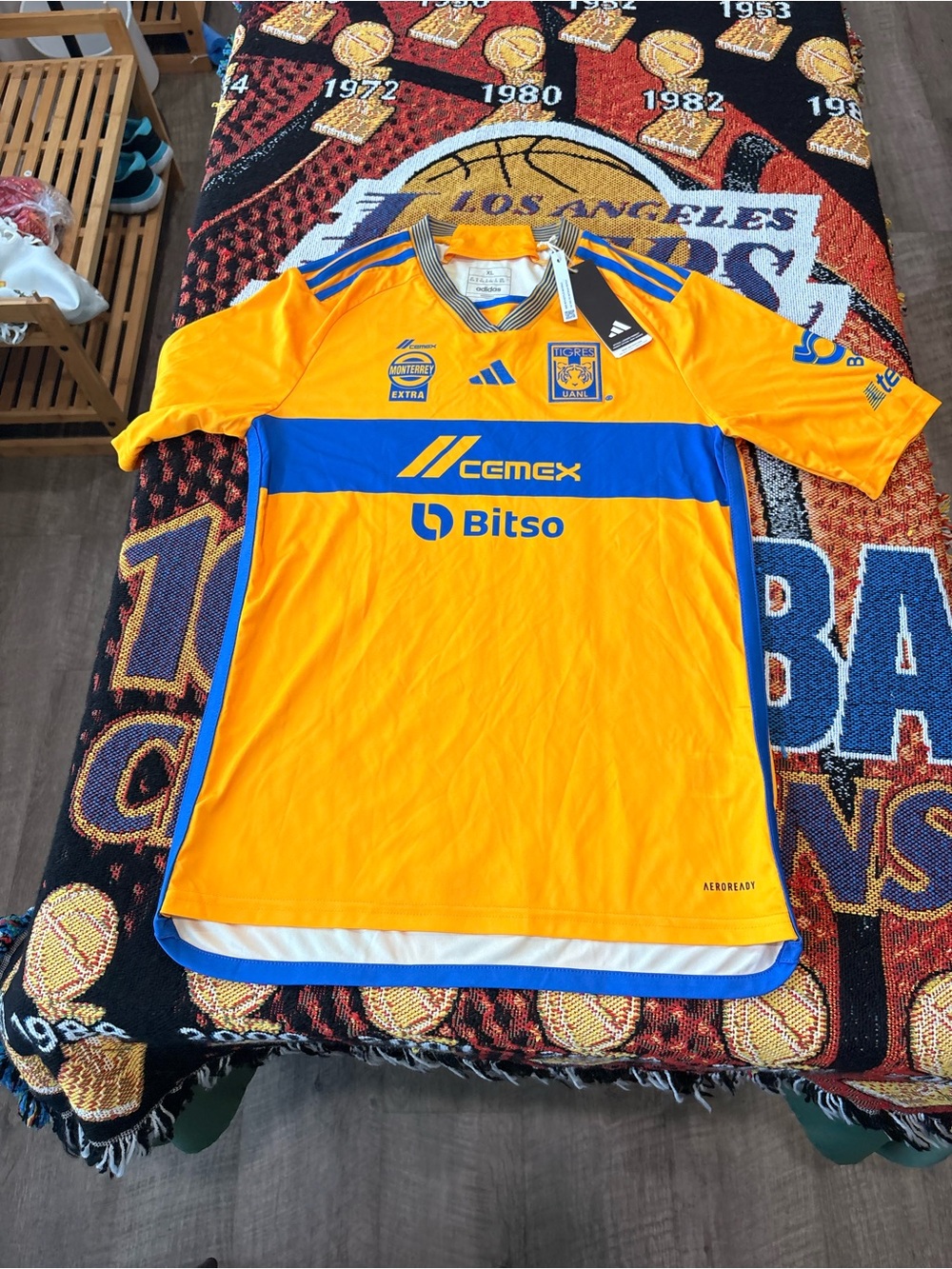 adidas Liga mx Tigres UANL Home Jersey in Yellow with Blue
